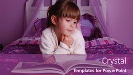  Presentation with girl reading - Cool new PPT layouts with lying on her bed reading backdrop and a violet colored foreground