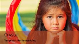 Presentation with tunnel - Audience pleasing theme consisting of cute young girl playing outside in colorful tunnel backdrop and a tawny brown colored foreground