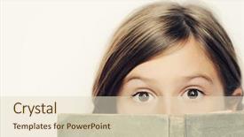  Presentation with children reading - PPT theme featuring cute young girl reading background and a soft green colored foreground