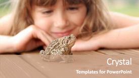  Presentation with cute - Slides consisting of cute young girl watching a toad background and a coral colored foreground