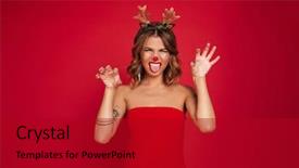  Presentation with girl christmas - Presentation theme having cute young girl wearing christmas background and a crimson colored foreground