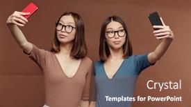  Presentation with cute - Theme featuring cute-young-twin-sisters background and a tawny brown colored foreground