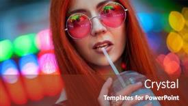  Presentation with amusement park - Cool new presentation theme with cute-young-woman-having-fun backdrop and a tawny brown colored foreground