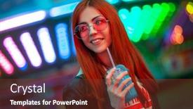  Presentation with amusement park - Amazing slides having cute-young-woman-having-fun backdrop and a tawny brown colored foreground