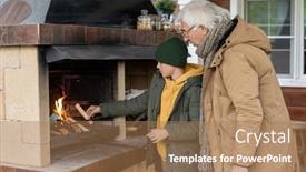  Presentation with cute - PPT theme with cute-youngster-or-teenager background and a coral colored foreground