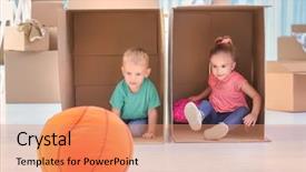  Presentation with children playing - Audience pleasing slides consisting of cutemoving background - cute little children playing backdrop and a  colored foreground