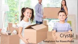  Presentation with new home - PPT theme having cutemoving background - cute little children with moving background and a  colored foreground