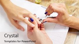  Presentation with salon - Cool new PPT theme with cuticle-nippers-tool-in-nails backdrop and a lemonade colored foreground