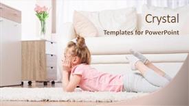  Presentation with special education cute kid - PPT theme enhanced with cutie preteen kid lying inroom background and a sky blue colored foreground