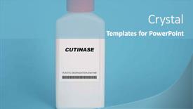  Presentation with enzyme - Slides featuring cutinase-sample-of-plastic-eating background and a light blue colored foreground