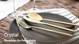  Presentation with cutlery - PPT layouts featuring cutlery - beautiful festive table setting closeup background and a gray colored foreground