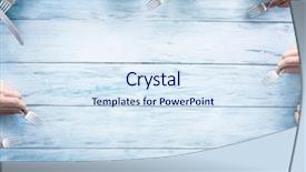  Presentation with empty - Amazing PPT theme having cutlery - blue empty table and flatware backdrop and a sky blue colored foreground