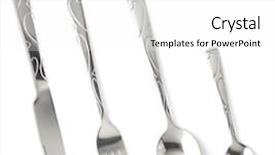  Presentation with spoon - Colorful presentation enhanced with cutlery - fork knife and spoon isolated backdrop and a white colored foreground