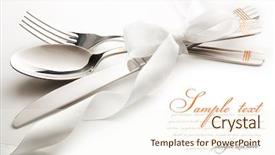  Presentation with cutlery - PPT theme enhanced with cutlery - knife spoon and fork background and a cream colored foreground