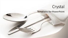  Presentation with cutlery - Slide deck enhanced with cutlery - knife spoon and fork background and a white colored foreground