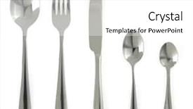  Presentation with cutlery - Presentation design featuring cutlery - plate knife and fork isolated background and a white colored foreground