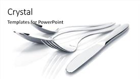  Presentation with cutlery - PPT theme consisting of cutlery - silverware or flatware set background and a white colored foreground