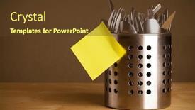  Presentation with cutlery - Cool new PPT theme with cutlery-case-with-empty-sticky backdrop and a tawny brown colored foreground