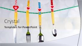  Presentation with cutlery - Cool new PPT theme with cutlery-dried-on-rope backdrop and a lemonade colored foreground