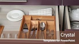  Presentation with cutlery - Amazing slide deck having cutlery in drawer on kitchen backdrop and a tawny brown colored foreground