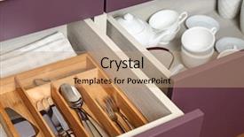  Presentation with children from different cultures - Beautiful slide deck featuring cutlery in drawers on kitchen backdrop and a coral colored foreground