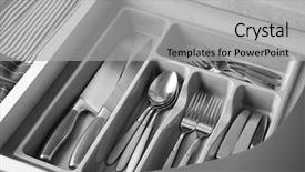  Presentation with secure drawer - Audience pleasing theme consisting of cutlery in kitchen drawer backdrop and a light gray colored foreground