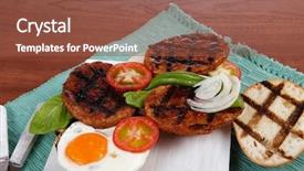  Presentation with junk food - Amazing PPT theme having cutlery ketchup sauce and pickels backdrop and a  colored foreground