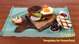  Presentation with cutlery food - Audience pleasing PPT theme consisting of cutlery ketchup sauce and pickels backdrop and a  colored foreground