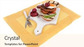  Presentation with junk food - Presentation featuring cutlery ketchup sauce and pickels background and a blonde colored foreground