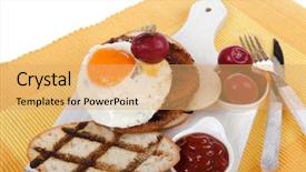  Presentation with junk food - Cool new slides with cutlery ketchup sauce and pickels backdrop and a yellow colored foreground