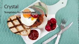  Presentation with cutlery food - PPT theme with cutlery ketchup sauce and pickels background and a  colored foreground