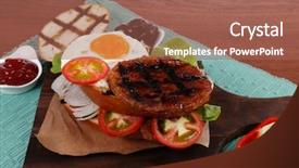  Presentation with cutlery food - Audience pleasing presentation theme consisting of cutlery ketchup sauce and pickels backdrop and a  colored foreground