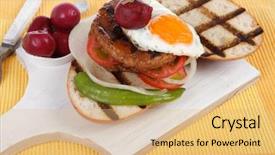  Presentation with junk food - Theme with cutlery ketchup sauce and pickels background and a yellow colored foreground