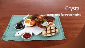  Presentation with junk food - Slides having cutlery ketchup sauce and pickels background and a red colored foreground