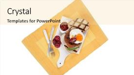  Presentation with meat food - Audience pleasing PPT layouts consisting of cutlery ketchup sauce and pickels backdrop and a blonde colored foreground