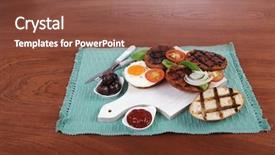  Presentation with cutlery food - PPT theme consisting of cutlery ketchup sauce and pickels background and a  colored foreground