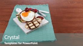  Presentation with junk food - Colorful slide set enhanced with cutlery ketchup sauce and pickels backdrop and a  colored foreground