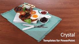  Presentation with cutlery food - Slide deck having cutlery ketchup sauce and pickels background and a  colored foreground