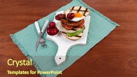  Presentation with cutlery food - PPT theme with cutlery ketchup sauce and pickels background and a  colored foreground