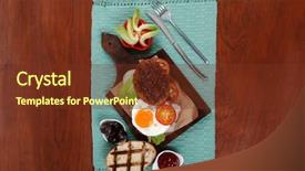  Presentation with cutlery food - Slide set with cutlery ketchup sauce and pickels background and a  colored foreground