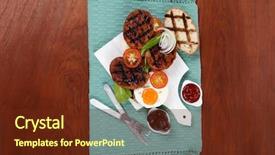  Presentation with cutlery food - Audience pleasing theme consisting of cutlery ketchup sauce and pickels backdrop and a  colored foreground