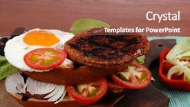  Presentation with cutlery food - Audience pleasing slide deck consisting of cutlery ketchup sauce and pickels backdrop and a  colored foreground