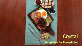  Presentation with junk food - Slide set enhanced with cutlery ketchup sauce and pickels background and a  colored foreground