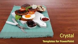  Presentation with cutlery food - Amazing presentation design having cutlery ketchup sauce and pickels backdrop and a  colored foreground