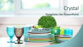  Presentation with cutlery - Presentation consisting of cutlery on white table background and a sky blue colored foreground