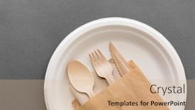  Presentation with eco paper - Presentation consisting of cutlery-recycling-and-eco-friendly background and a coral colored foreground