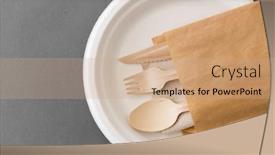  Presentation with eco paper - Beautiful PPT layouts featuring cutlery-recycling-and-eco-friendly backdrop and a coral colored foreground