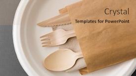  Presentation with eco paper - Colorful PPT layouts enhanced with cutlery-recycling-and-eco-friendly backdrop and a coral colored foreground