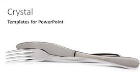  Presentation with cutlery - PPT theme featuring cutlery-set-fork-and-knife background and a white colored foreground