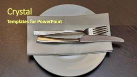  Presentation with restaurant equipment and utilises - Beautiful slide set featuring cutlery set in a restaurant backdrop and a  colored foreground
